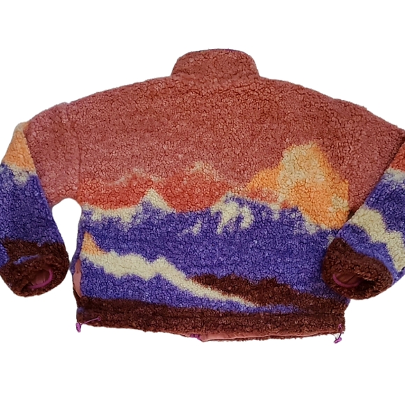 Full Zip Sherpa Fleece Jacket Wild Fable Pink Landscape Mens Womens NWT - Picture 4 of 6